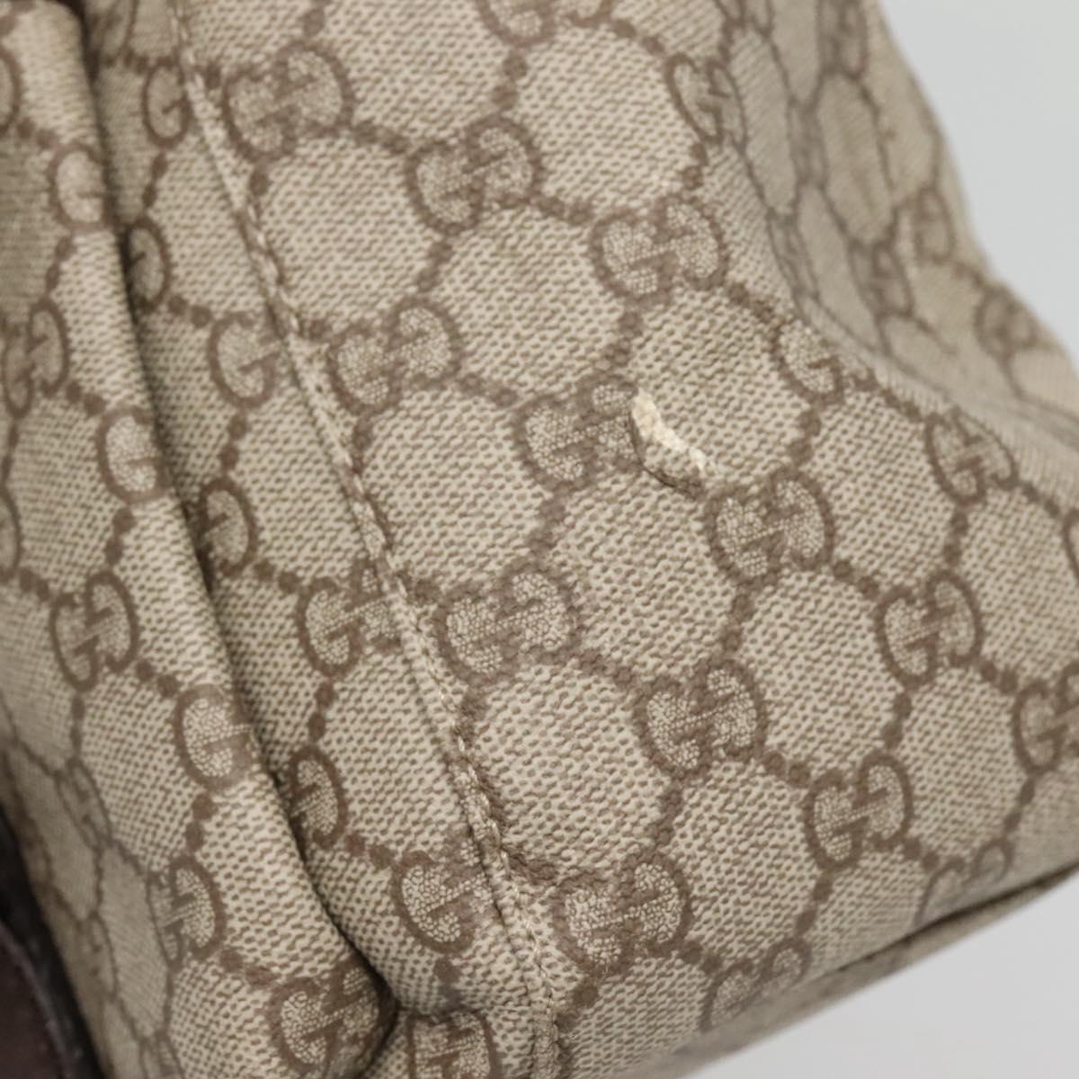 GUCCI GG Supreme Hand Bag PVC Beige Silver 140959 Auth bs28441
