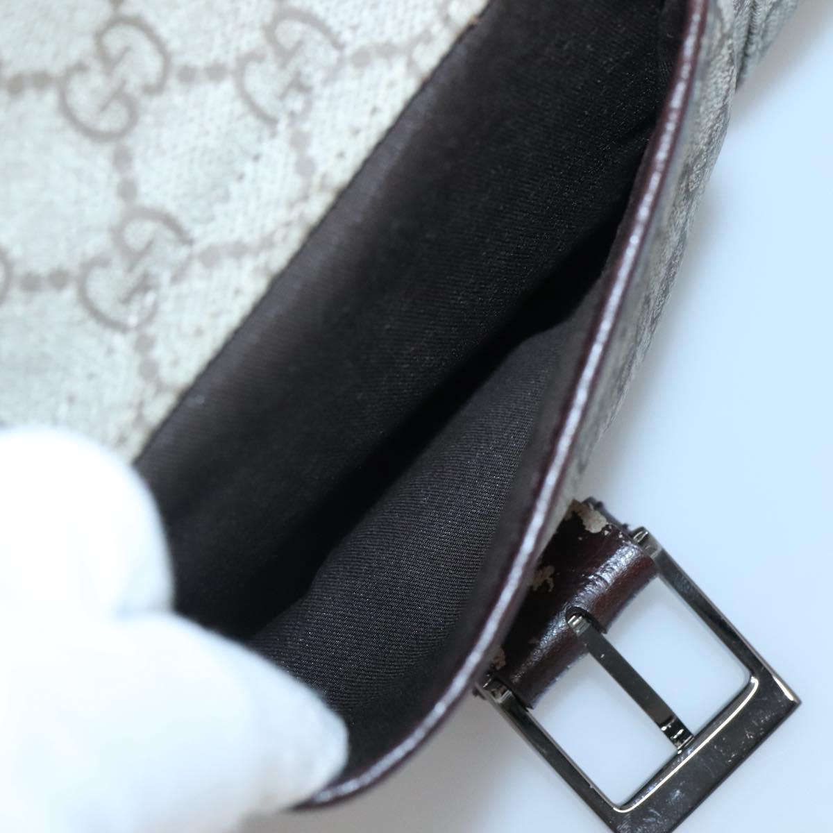 GUCCI GG Supreme Hand Bag PVC Beige Silver 140959 Auth bs28441