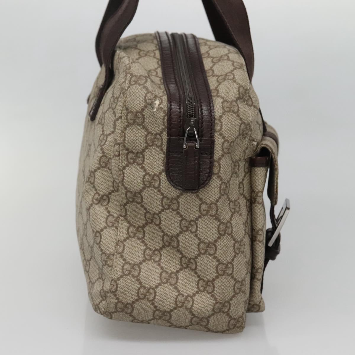 GUCCI GG Supreme Hand Bag PVC Beige Silver 140959 Auth bs28441