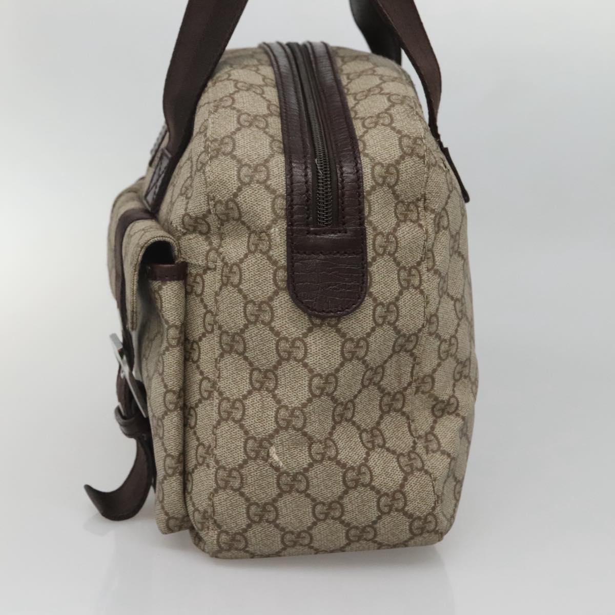 GUCCI GG Supreme Hand Bag PVC Beige Silver 140959 Auth bs28441