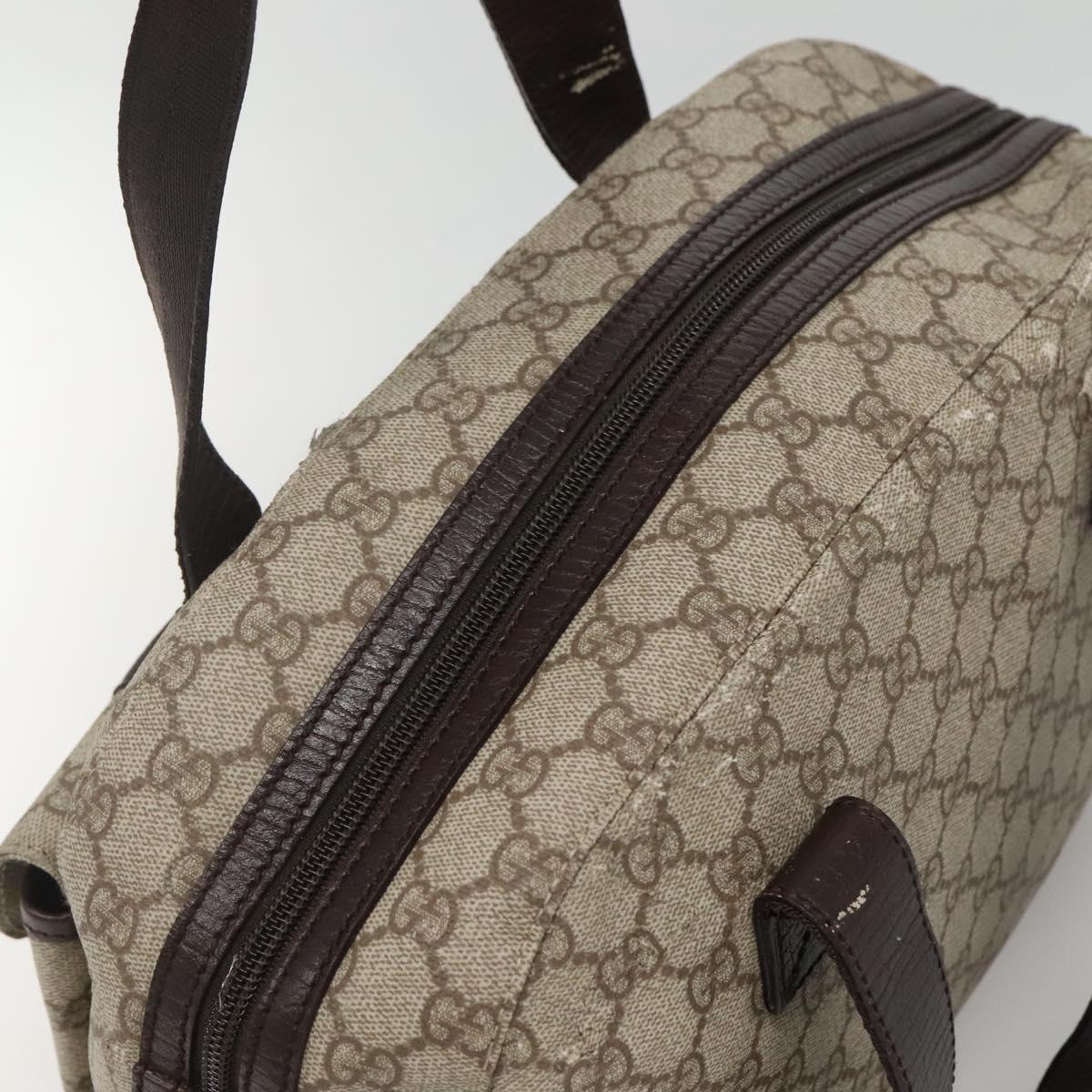 GUCCI GG Supreme Hand Bag PVC Beige Silver 140959 Auth bs28441