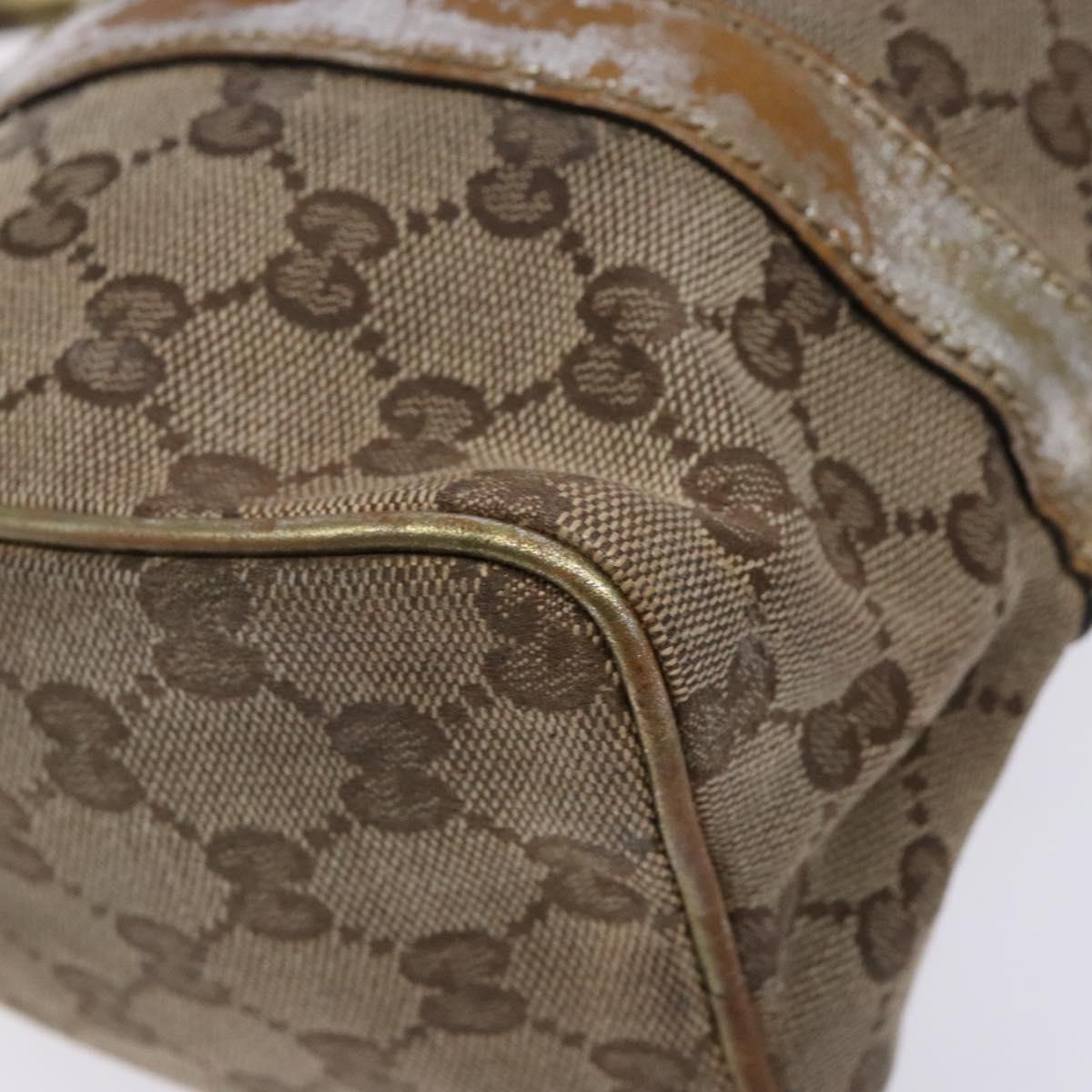 GUCCI GG Crystal Hand Bag Beige Gold 193604 Auth bs28442