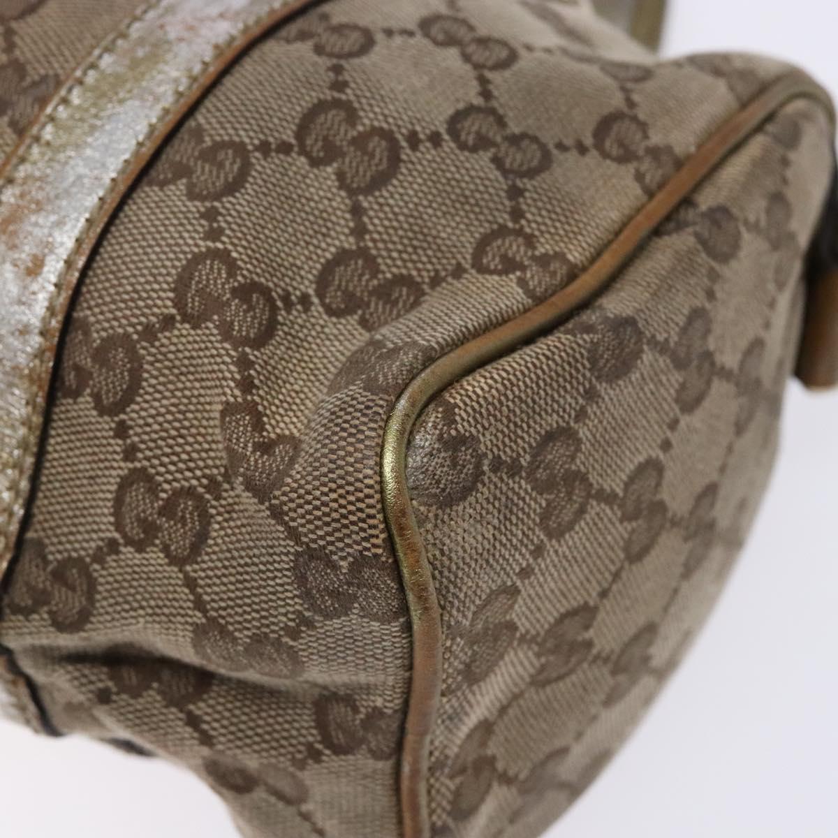 GUCCI GG Crystal Hand Bag Beige Gold 193604 Auth bs28442