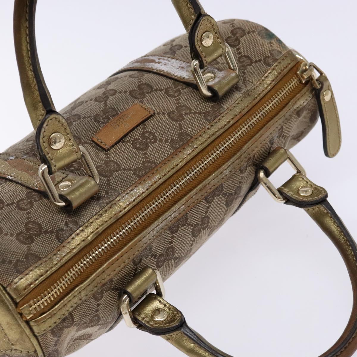 GUCCI GG Crystal Hand Bag Beige Gold 193604 Auth bs28442