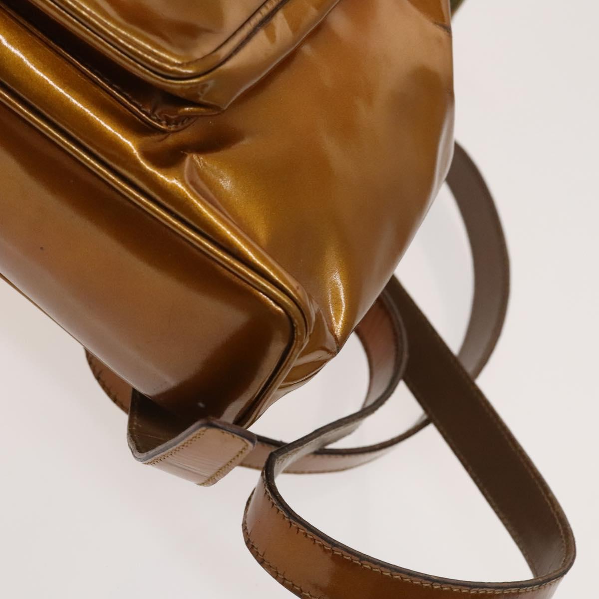 GUCCI Bamboo Backpack Enamel Outlet Brown Gold 003 8030 Auth bs28446