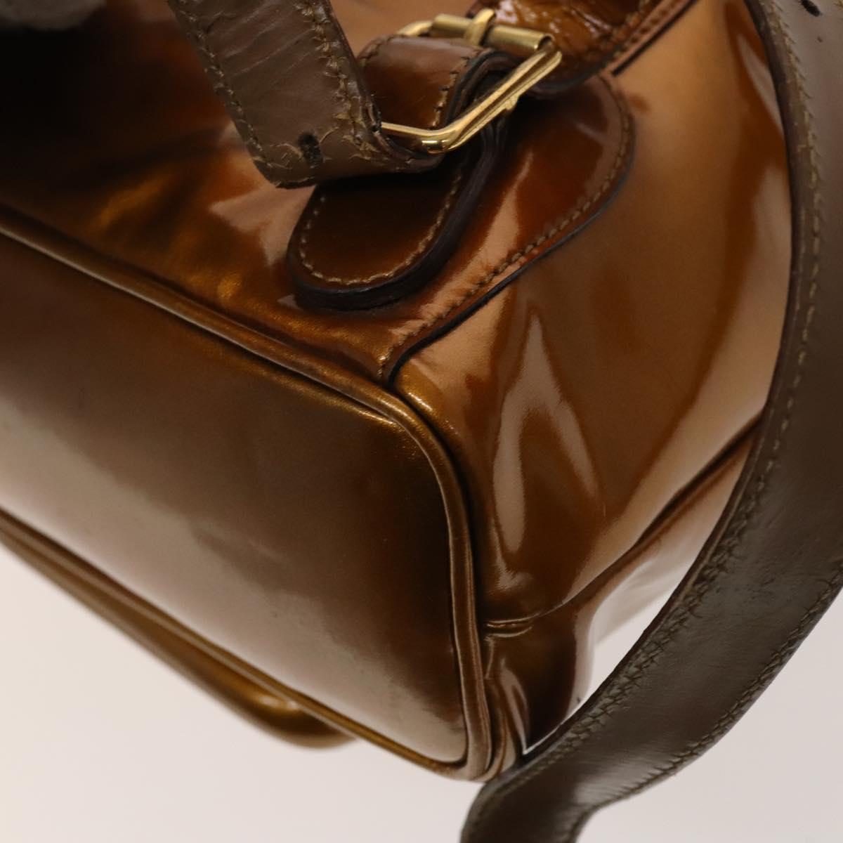 GUCCI Bamboo Backpack Enamel Outlet Brown Gold 003 8030 Auth bs28446