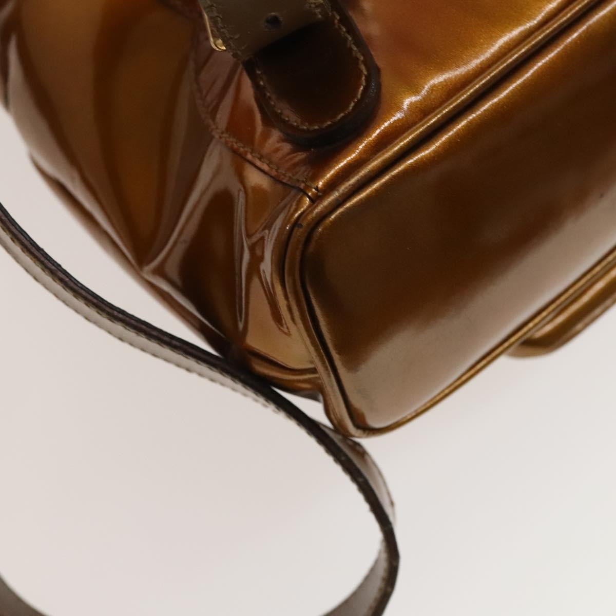 GUCCI Bamboo Backpack Enamel Outlet Brown Gold 003 8030 Auth bs28446