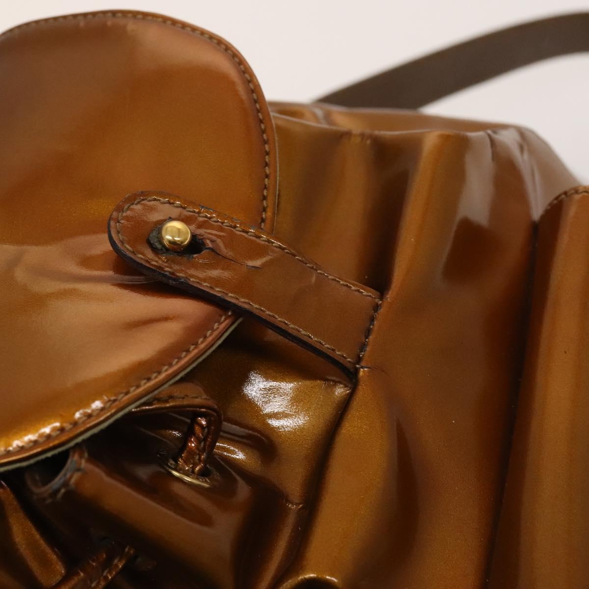 GUCCI Bamboo Backpack Enamel Outlet Brown Gold 003 8030 Auth bs28446