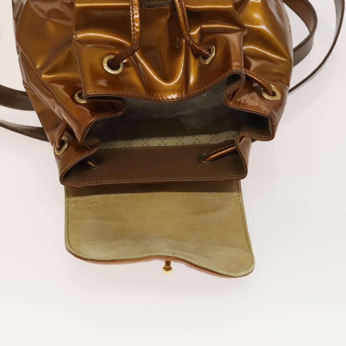 GUCCI Bamboo Backpack Enamel Outlet Brown Gold 003 8030 Auth bs28446