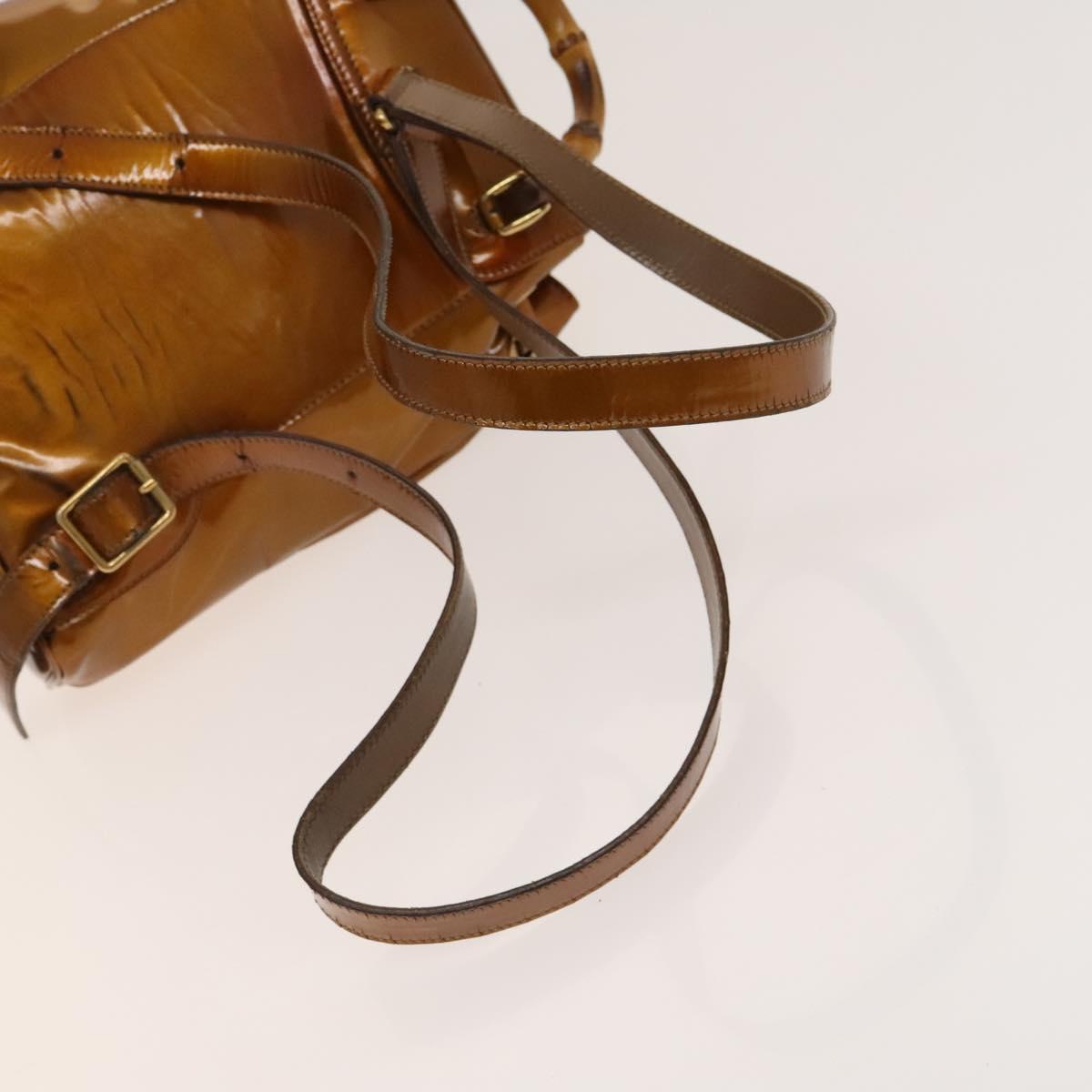 GUCCI Bamboo Backpack Enamel Outlet Brown Gold 003 8030 Auth bs28446