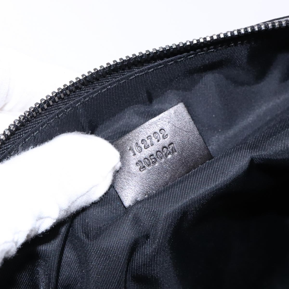 GUCCI GG Canvas Guccissima Clutch Bag Leather Black Silver 162792 Auth bs28448