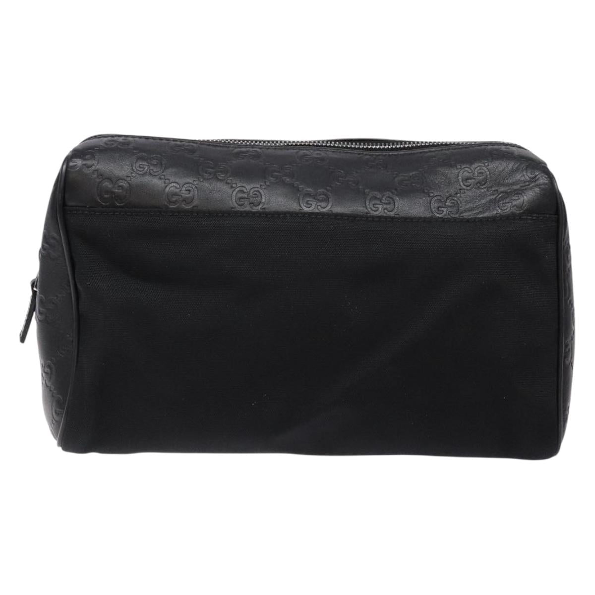GUCCI GG Canvas Guccissima Clutch Bag Leather Black Silver 162792 Auth bs28448