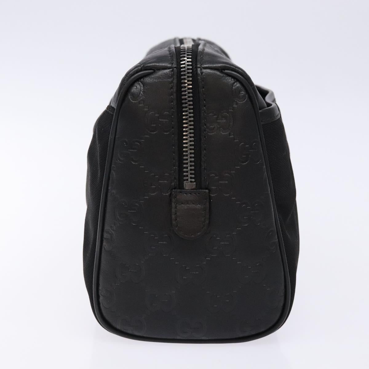 GUCCI GG Canvas Guccissima Clutch Bag Leather Black Silver 162792 Auth bs28448