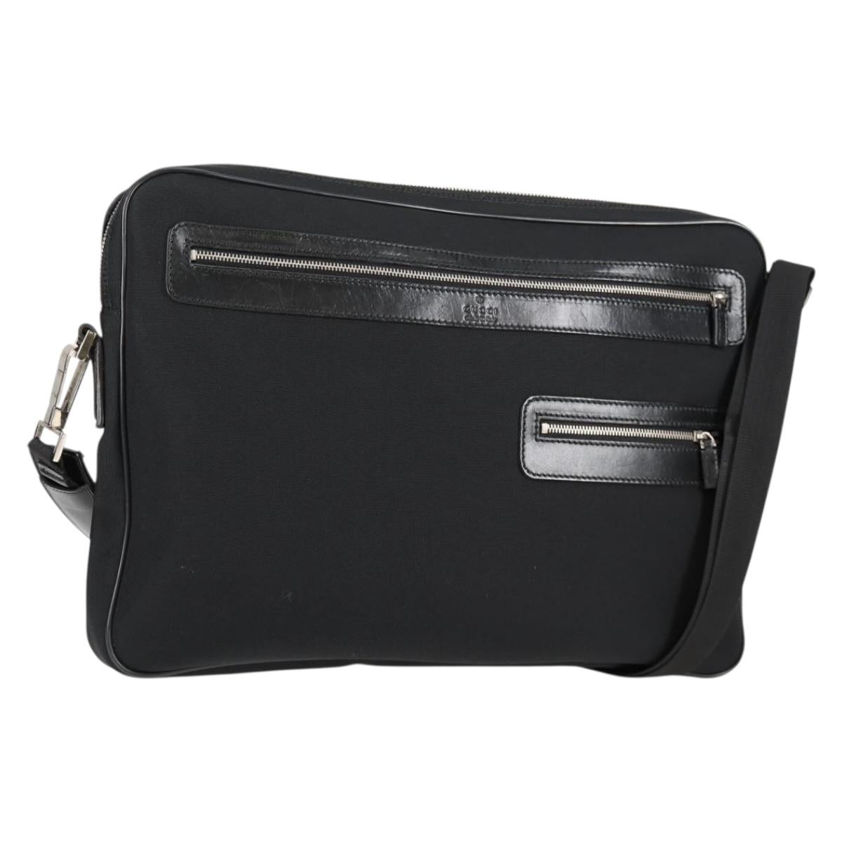 GUCCI Shoulder Bag Nylon Black Silver 73955 Auth bs28449