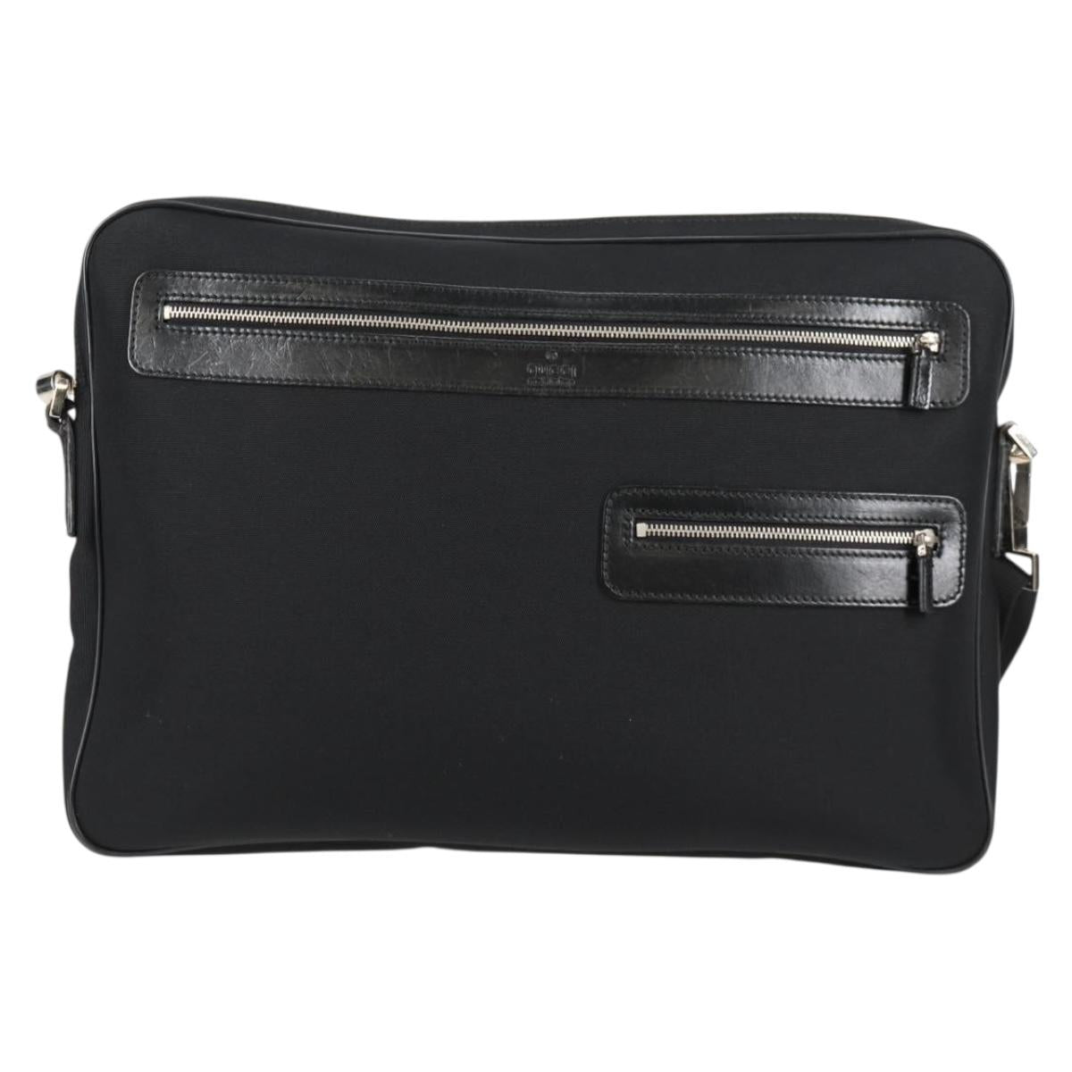 GUCCI Shoulder Bag Nylon Black Silver 73955 Auth bs28449