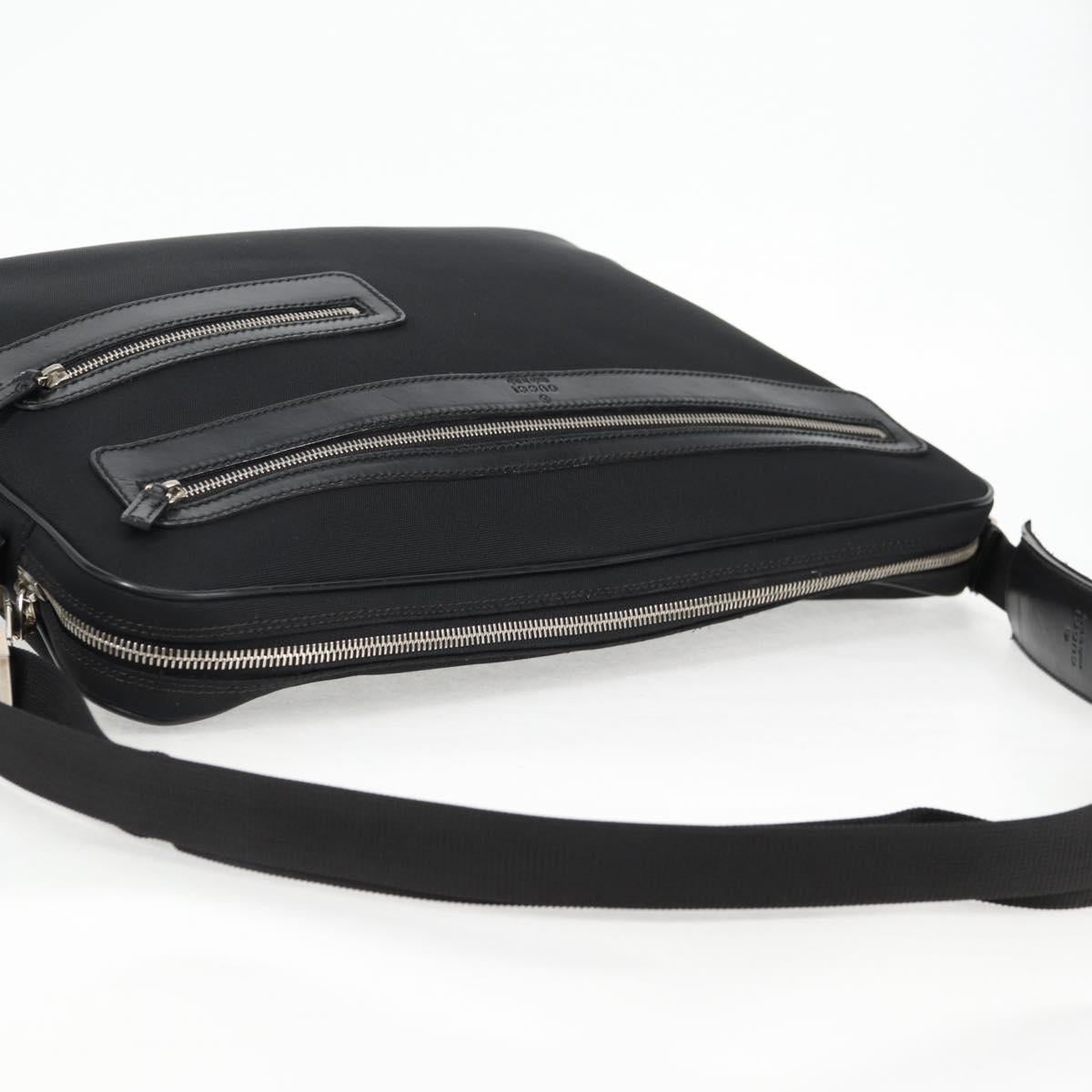GUCCI Shoulder Bag Nylon Black Silver 73955 Auth bs28449