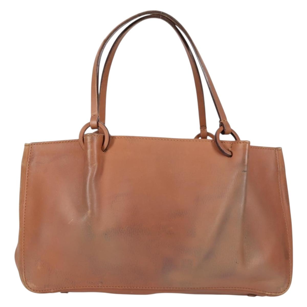 GUCCI Tote Bag Leather Beige 94898 Auth bs28450