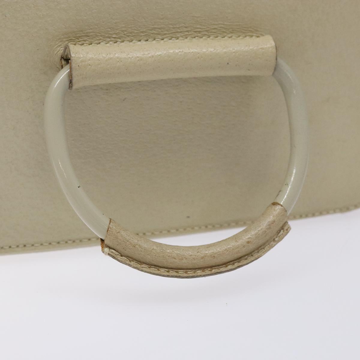 GUCCI Vanity Pouch Leather White Silver 039 1705 0710 Auth bs28454