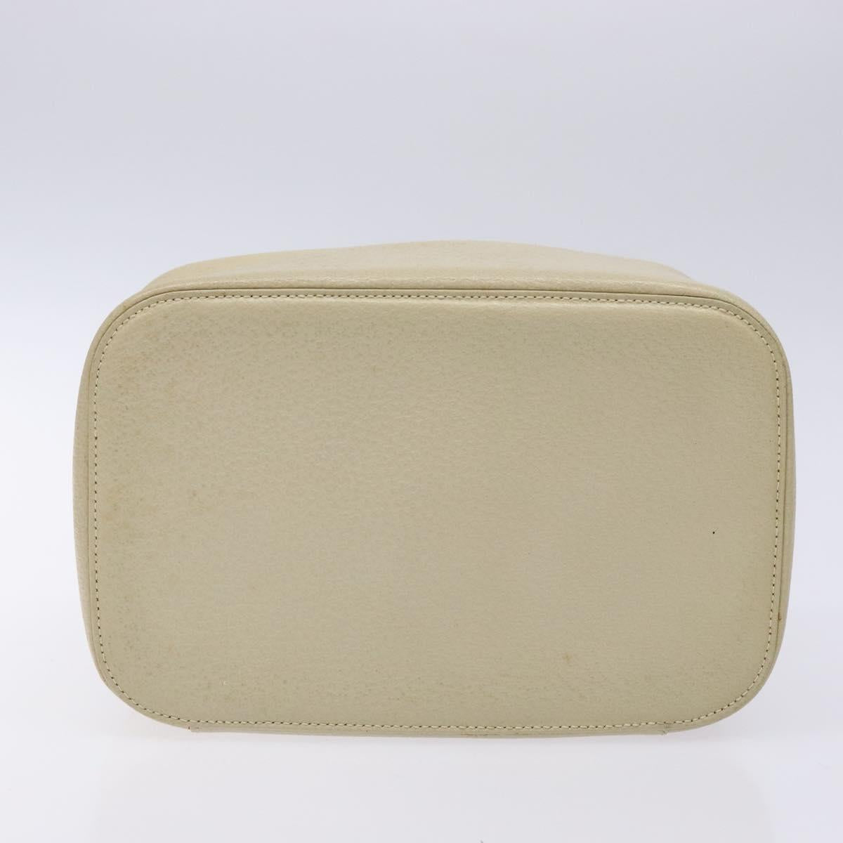 GUCCI Vanity Pouch Leather White Silver 039 1705 0710 Auth bs28454