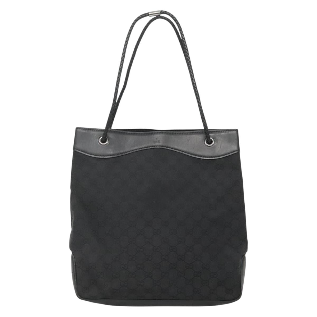 GUCCI GG Canvas Shoulder Bag Black Silver 109141 Auth bs28455