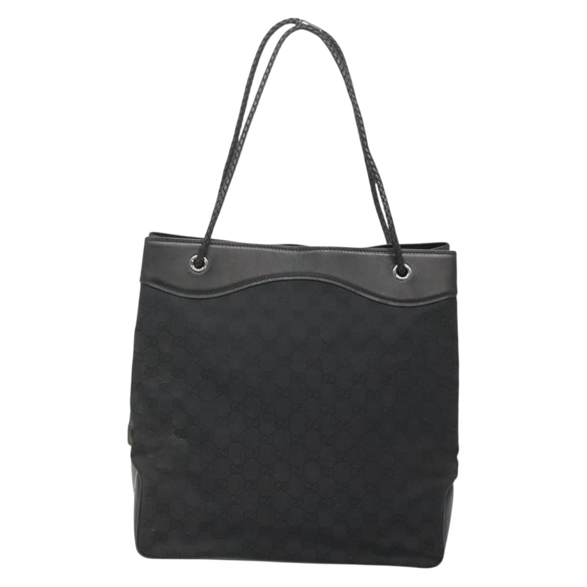 GUCCI GG Canvas Shoulder Bag Black Silver 109141 Auth bs28455