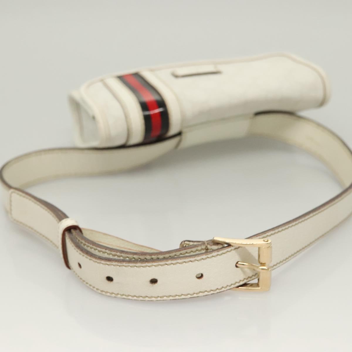 GUCCI GG Supreme Sherry Line Waist bag PVC White Gold 1669 Auth bs28457