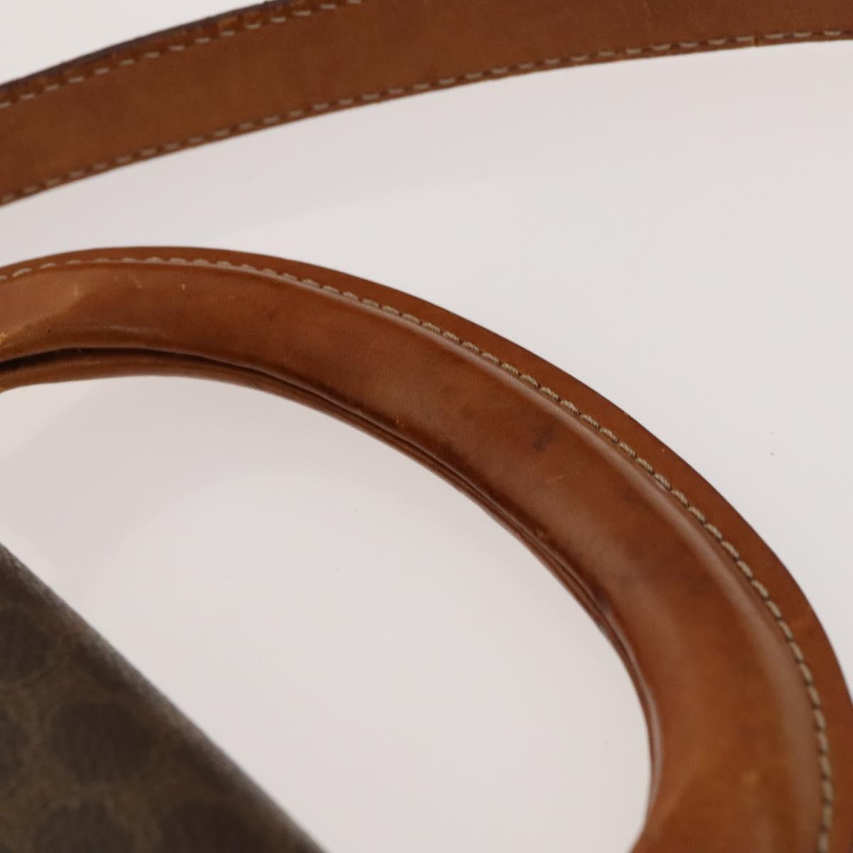 CELINE Macadam Canvas Shoulder Bag PVC Leather Brown Gold Auth bs28466