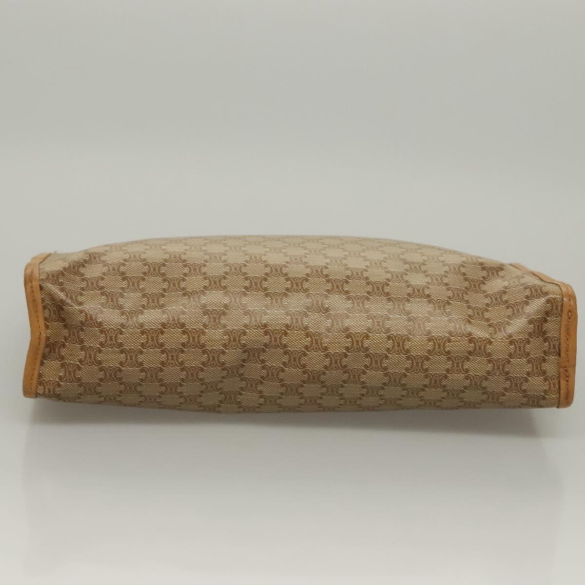 CELINE Macadam Canvas Clutch Bag PVC Beige Gold Auth bs28469