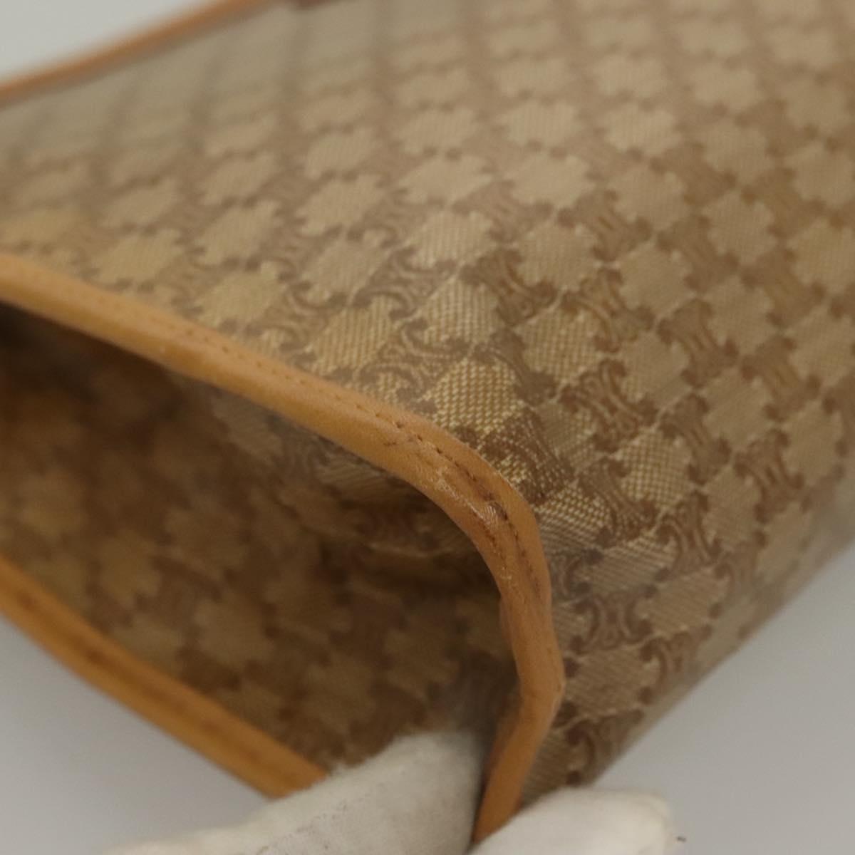 CELINE Macadam Canvas Clutch Bag PVC Beige Gold Auth bs28469
