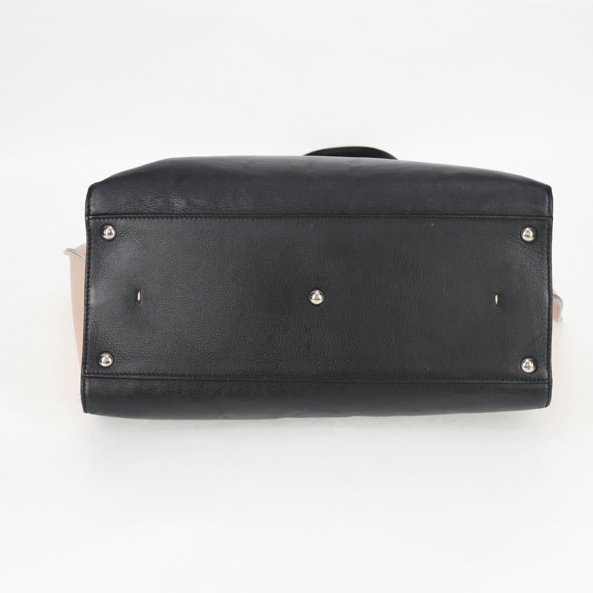 FENDI Toilojour Tote Bag Leather Black Silver Auth bs28474
