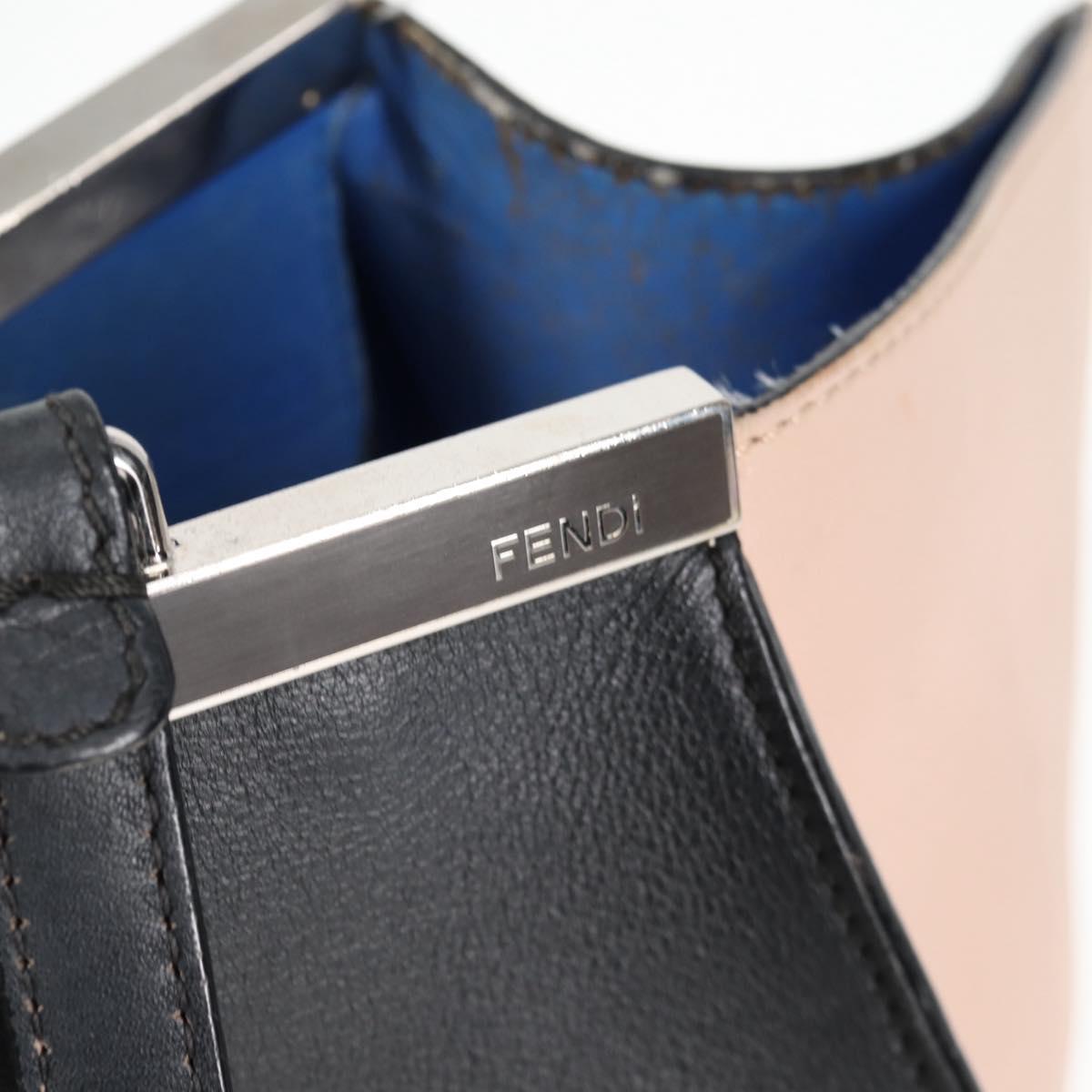 FENDI Toilojour Tote Bag Leather Black Silver Auth bs28474
