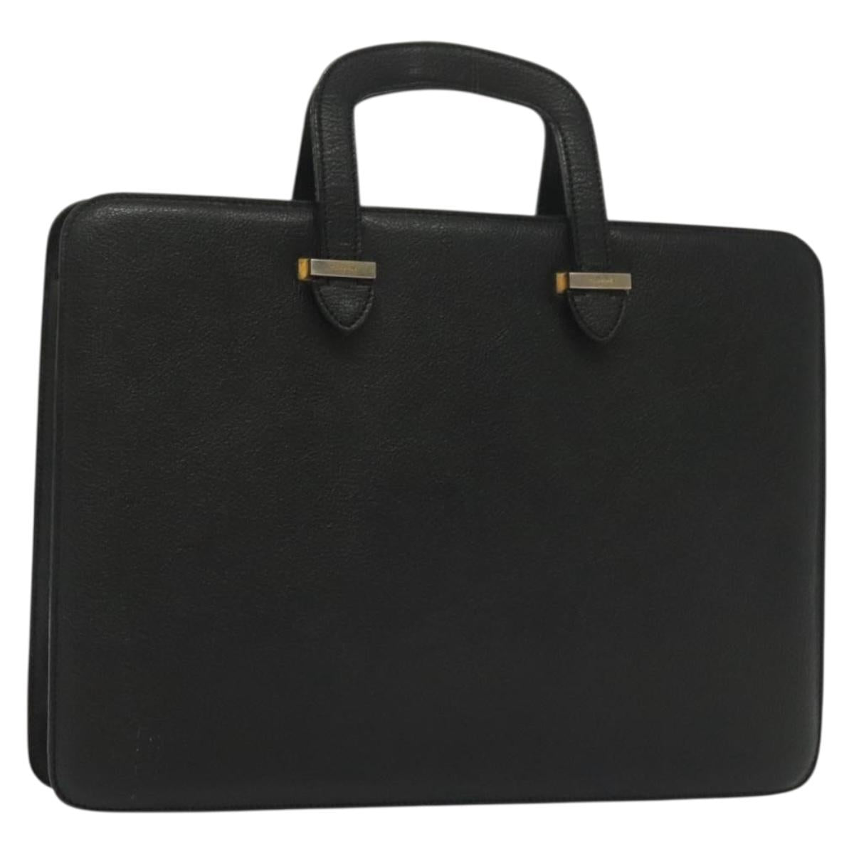 Salvatore Ferragamo Business Bag Leather Black Gold Auth bs28482