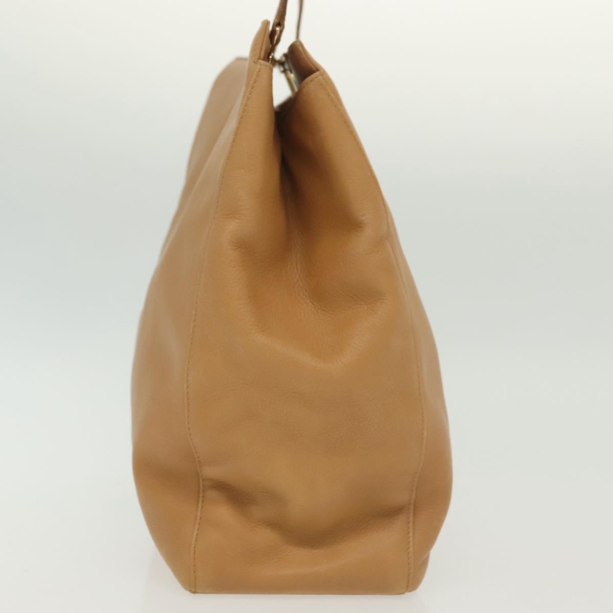Salvatore Ferragamo Shoulder Bag Leather Beige Gold Auth bs28483