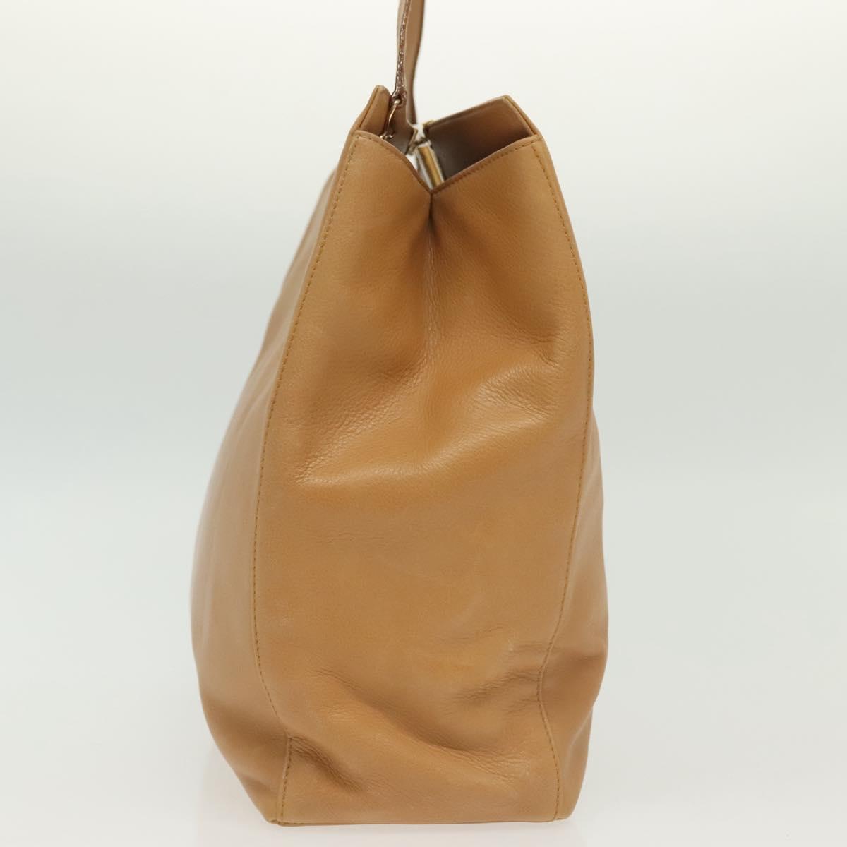 Salvatore Ferragamo Shoulder Bag Leather Beige Gold Auth bs28483