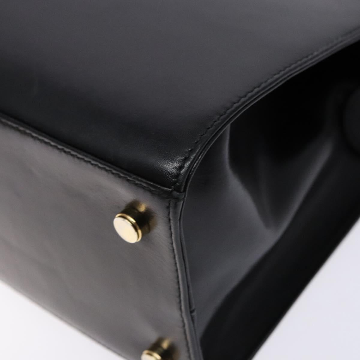 Salvatore Ferragamo Vala Shoulder Bag Leather Black Gold Auth bs28484