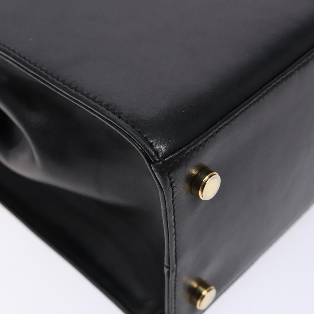 Salvatore Ferragamo Vala Shoulder Bag Leather Black Gold Auth bs28484