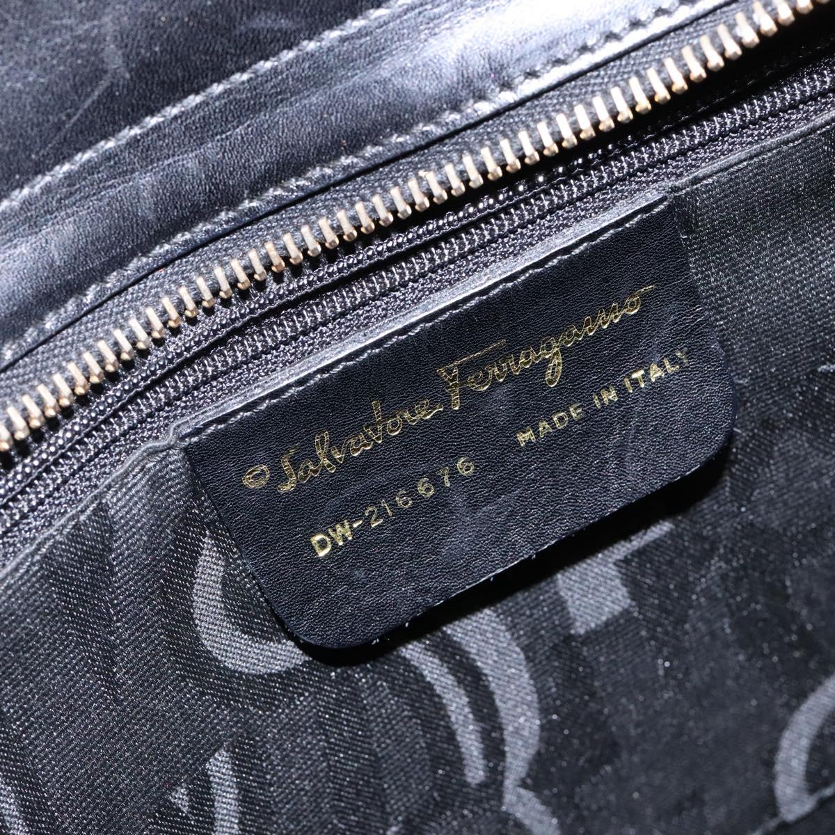 Salvatore Ferragamo Vala Shoulder Bag Leather Black Gold Auth bs28484