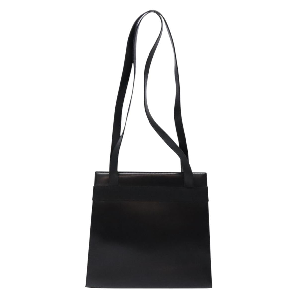 Salvatore Ferragamo Vala Shoulder Bag Leather Black Gold Auth bs28484