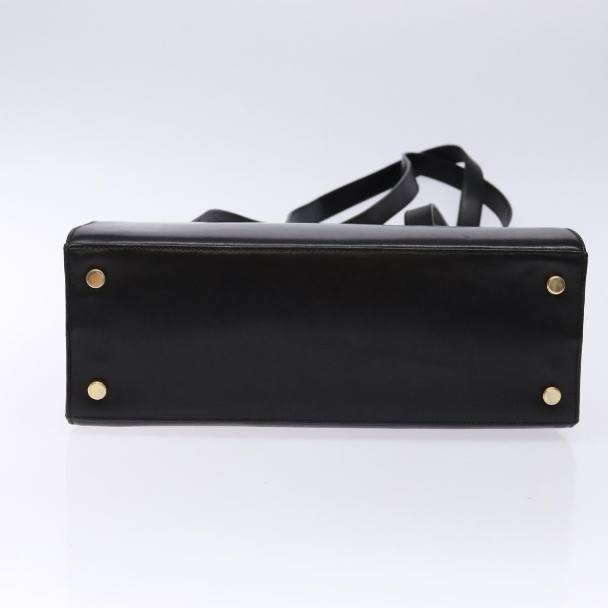 Salvatore Ferragamo Vala Shoulder Bag Leather Black Gold Auth bs28484
