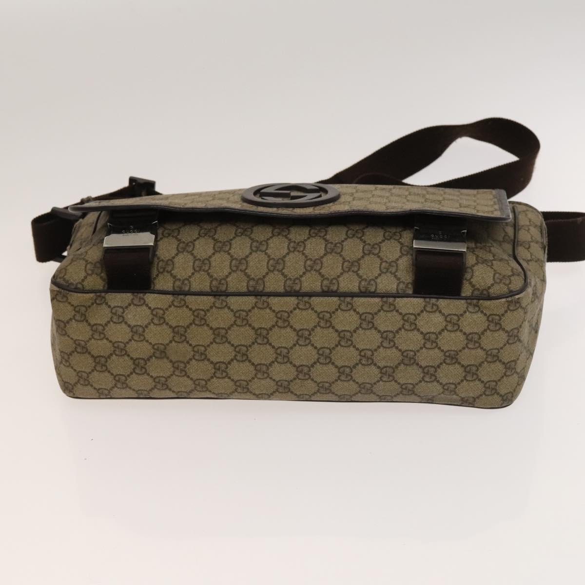 GUCCI GG Supreme Shoulder Bag PVC Beige Silver 223661 Auth bs28491