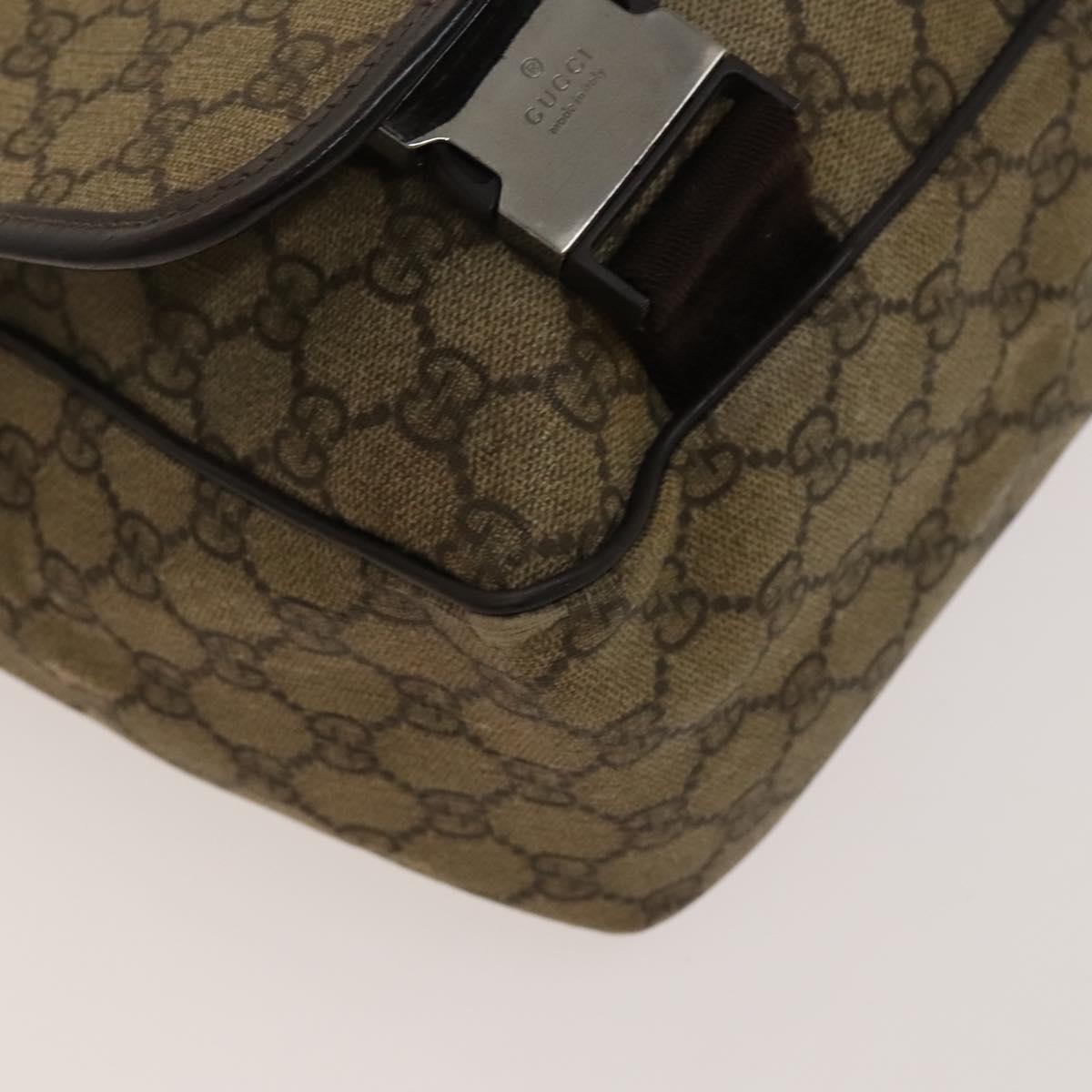 GUCCI GG Supreme Shoulder Bag PVC Beige Silver 223661 Auth bs28491