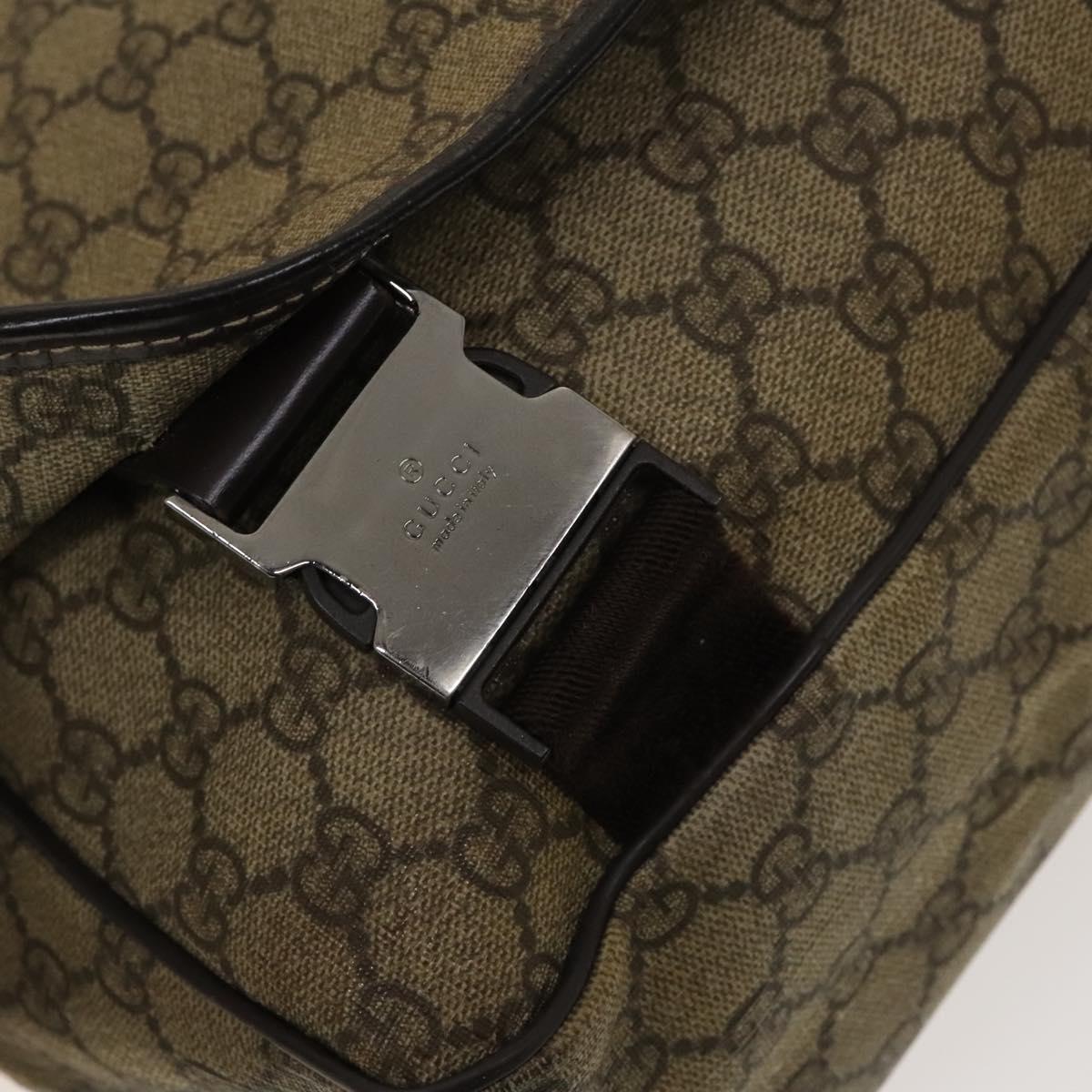 GUCCI GG Supreme Shoulder Bag PVC Beige Silver 223661 Auth bs28491