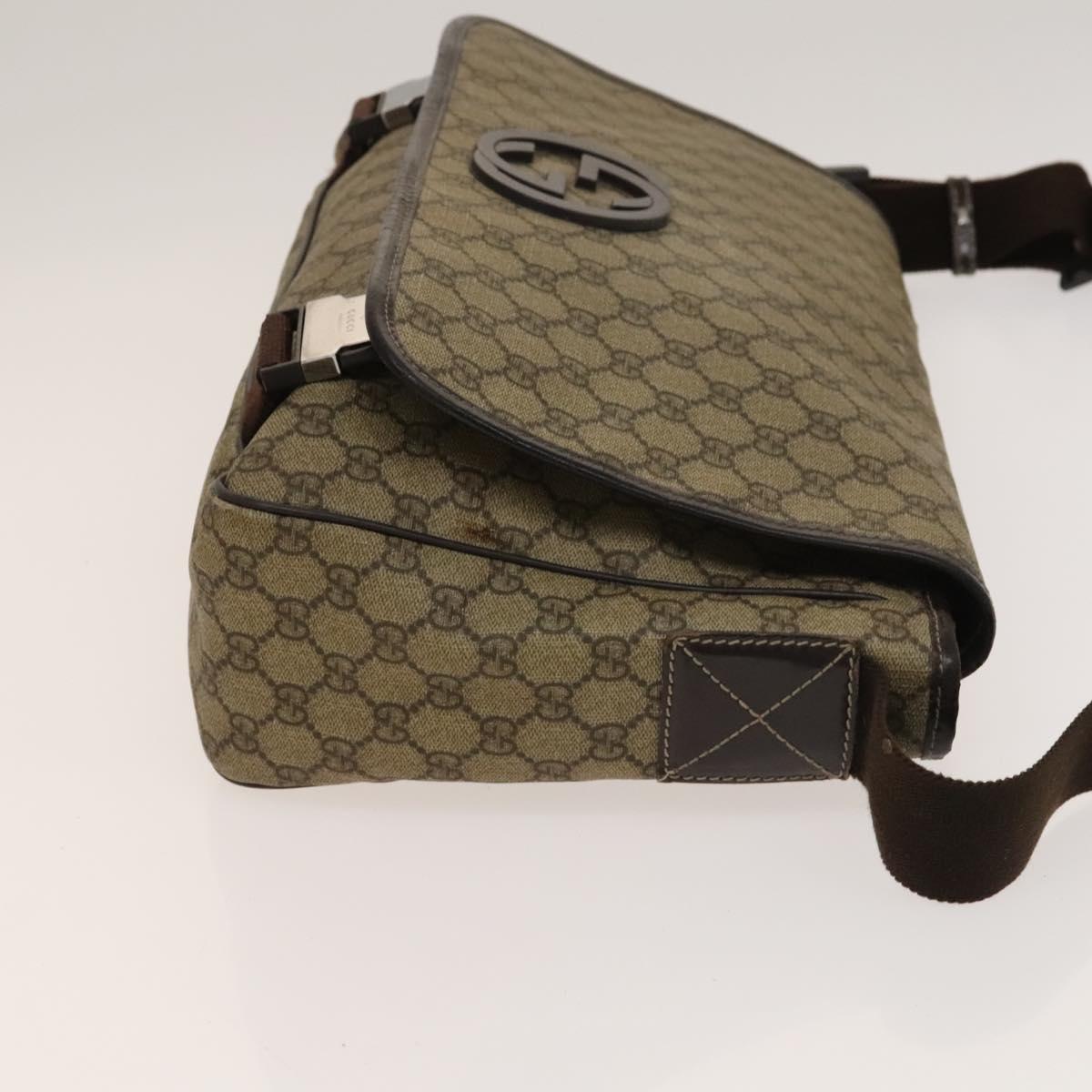 GUCCI GG Supreme Shoulder Bag PVC Beige Silver 223661 Auth bs28491