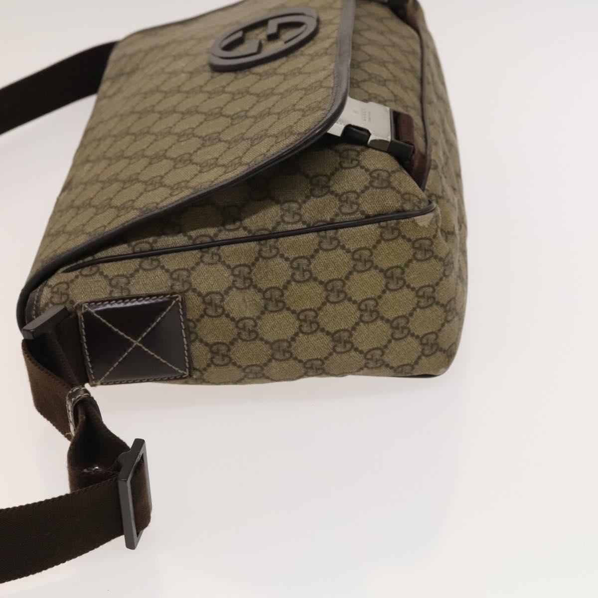 GUCCI GG Supreme Shoulder Bag PVC Beige Silver 223661 Auth bs28491