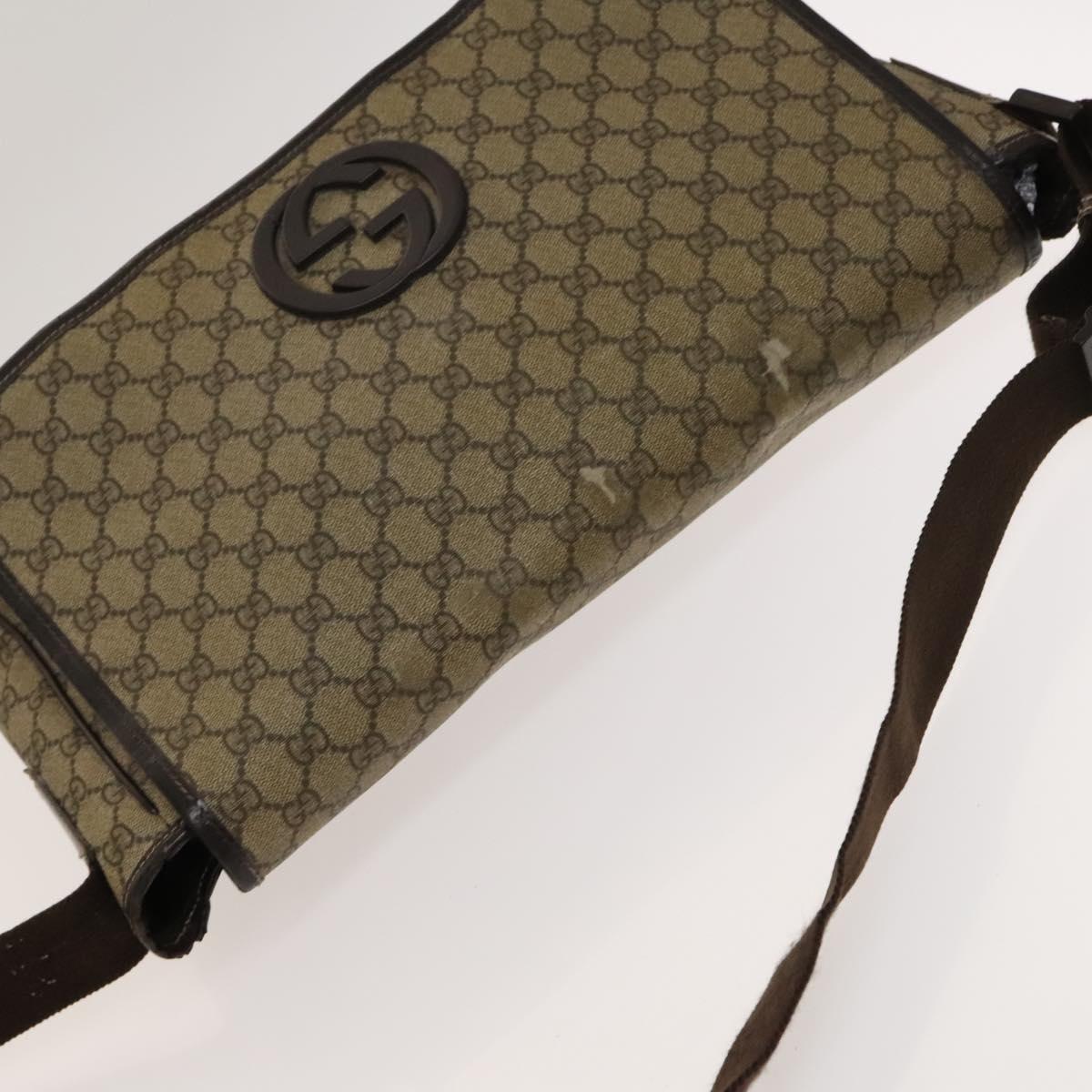 GUCCI GG Supreme Shoulder Bag PVC Beige Silver 223661 Auth bs28491