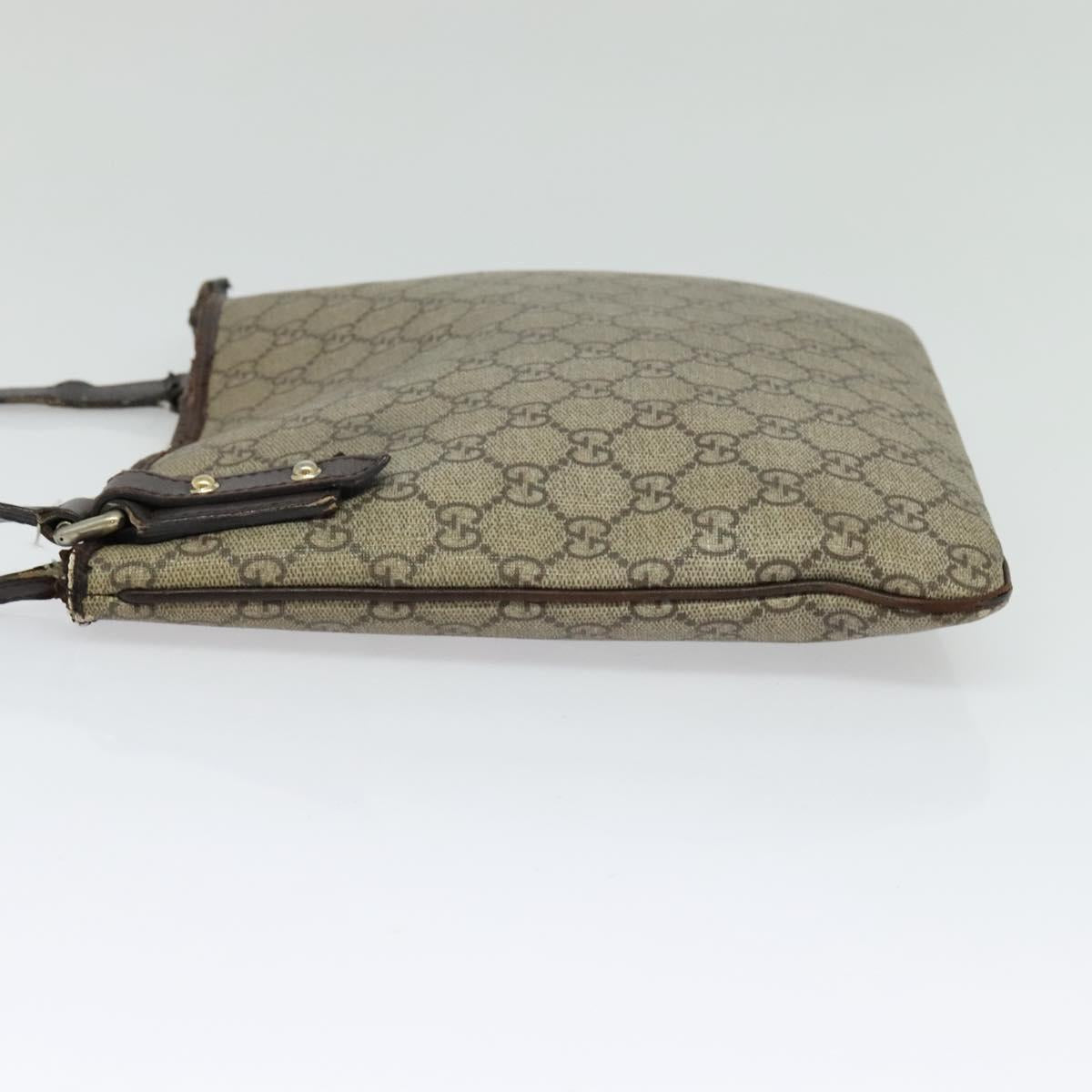 GUCCI GG Supreme Shoulder Bag PVC Outlet Beige Silver 257246 Auth bs28492
