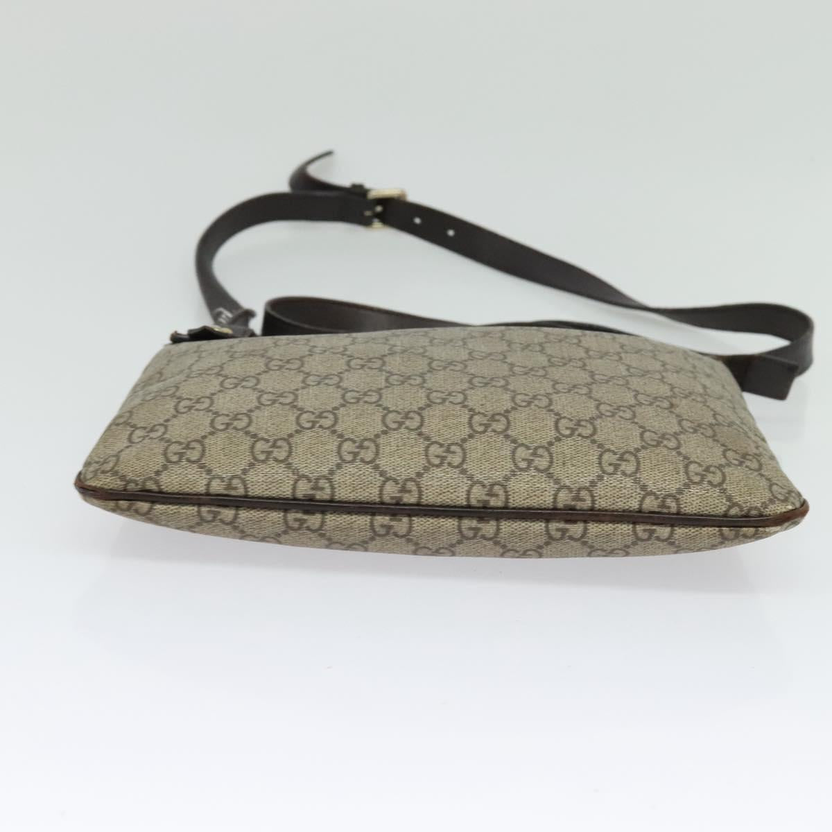 GUCCI GG Supreme Shoulder Bag PVC Outlet Beige Silver 257246 Auth bs28492
