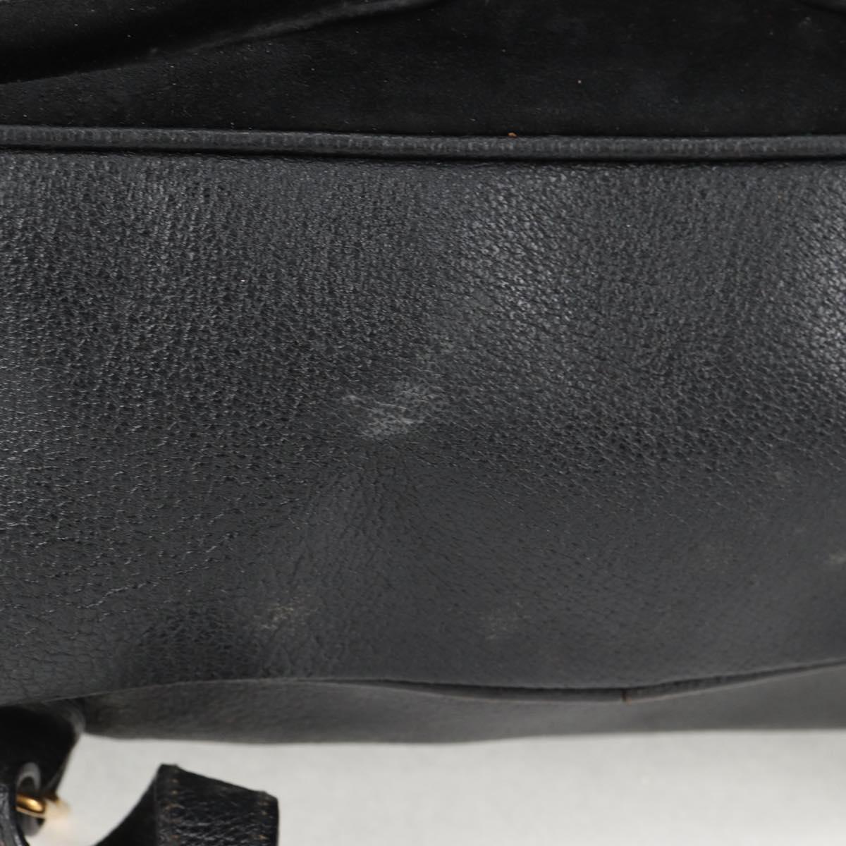 GUCCI Bamboo Backpack Suede Leather Black Gold 003 2058 0016 Auth bs28493