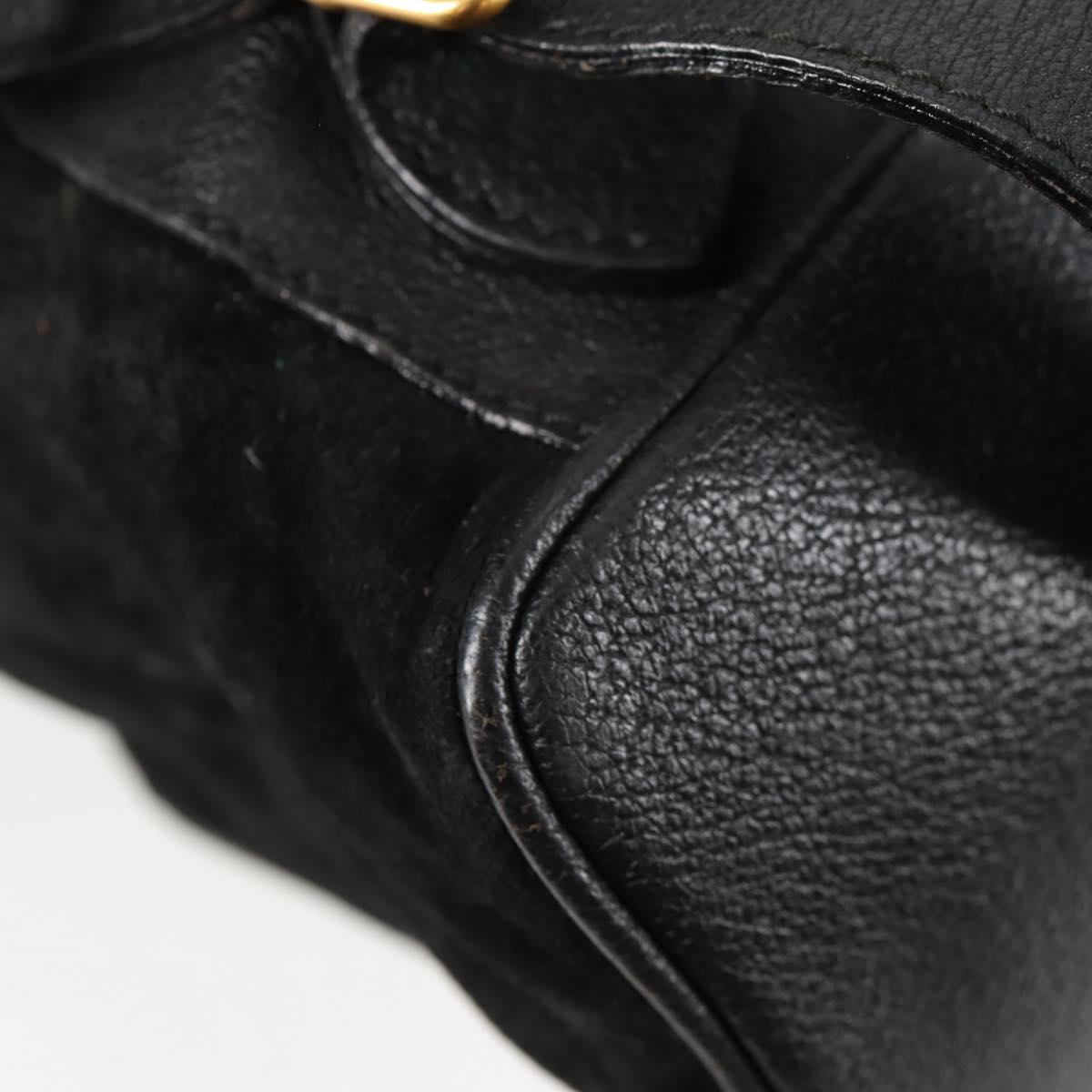 GUCCI Bamboo Backpack Suede Leather Black Gold 003 2058 0016 Auth bs28493