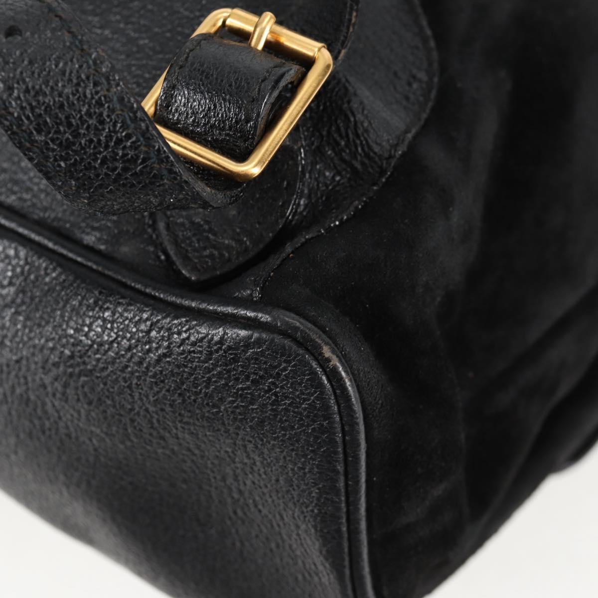 GUCCI Bamboo Backpack Suede Leather Black Gold 003 2058 0016 Auth bs28493